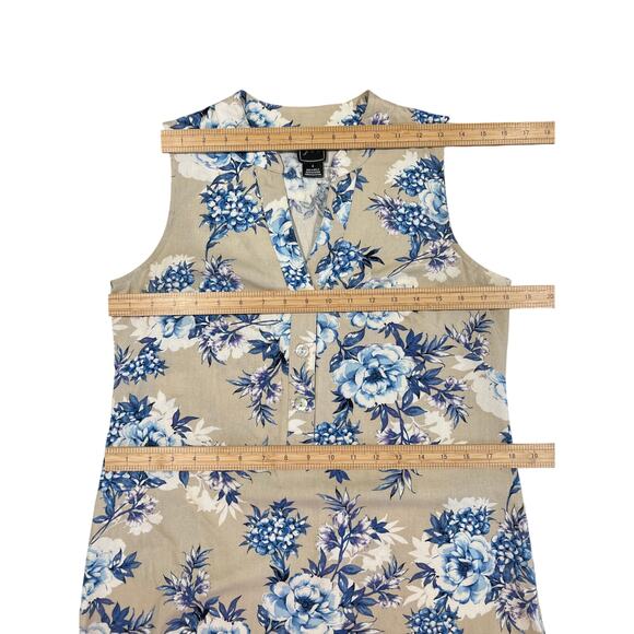 JH Floral Linen Blend Shift Dress Women's Size 4 Sleeveless Breathable Old Money - Picture 8 of 11